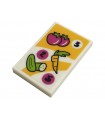 White Tile 2 x 3 Menu with Black Nr 2, 3 and 5, Carrot, Tomatoes and Cucumbers ,B. Light Orange and White Background (Sticker)