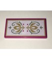 Magenta Tile 2 x 4 with Gold Crest and Sand Green Scrollwork Pattern (Sticker) - Set 41068