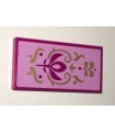 Magenta Tile 2 x 4 with Magenta Crest and Gold Scrollwork Pattern (Sticker) - Set 41068