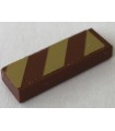 Reddish Brown Tile 1 x 3 with Gold Danger Stripes Pattern Model Left Side (Sticker) - Set 41068