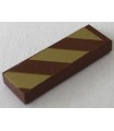 Reddish Brown Tile 1 x 3 with Gold Danger Stripes Pattern Model Right Side (Sticker) - Set 41068