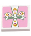 White Tile, Modified 2 x 2 Inverted with Present / Gift with Sand Green and White Bow Pattern (Sticker) - Set 41068