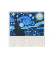 White Tile, Modified 4 x 4 with Studs on Edge with The Starry Night Painting Pattern