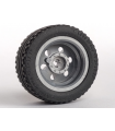 Flat Silver Wheel 30.4mm D. x 20mm with No Pin Holes and Reinforced Rim with Black Tire 43.2 x 22 ZR (56145 / 44309)