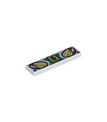 White Tile 1 x 4 with Headlights and Horseshoe Pattern