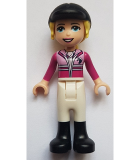 Friends Stephanie - White Riding Pants, Magenta Jacket, Riding Helmet with Bright Light Yellow Ponytail