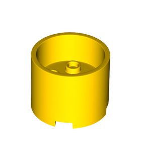 Yellow Brick, Round 3 x 3 x 2 with Recessed Center and Axle Hole