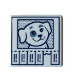 White Tile 2 x 2 with Lost Dog Flyer with Dark Blue Frame and Tear-Off Strips Pattern