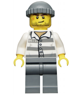 Police - Jail Prisoner 86753 Prison Stripes, Dark Bluish Gray Knit Cap