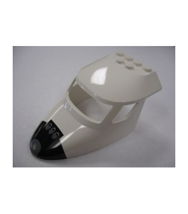 White Aircraft Fuselage Forward Top Curved 6 x 10 x 4 with 5 Window Panes with Shuttle Nose Pattern