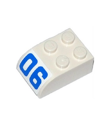 White Slope, Curved 3 x 2 with 4 Studs with Blue '06' Pattern (Sticker) - Set 60046