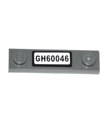 Dark Bluish Gray Plate, Modified 1 x 4 with 2 Studs without Groove with 'GH60046' Pattern (Sticker) - Set 60046