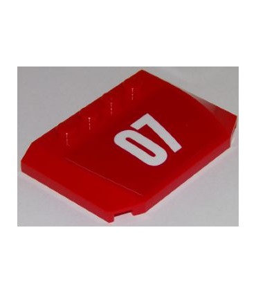 Red Wedge 4 x 6 x 2/3 Triple Curved with White '07' on Red Background Pattern (Sticker) - Set 60107