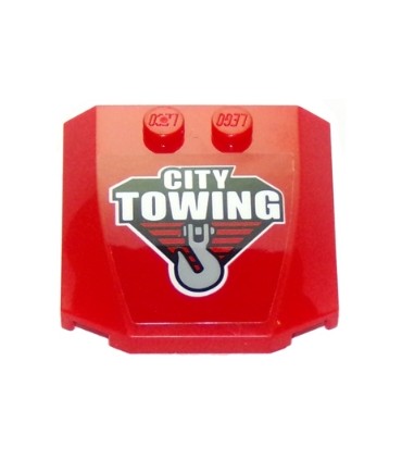 Red Wedge 4 x 4 x 2/3 Triple Curved with 'CITY TOWING' and Hook Pattern (Sticker) - Set 60137