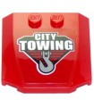 Red Wedge 4 x 4 x 2/3 Triple Curved with 'CITY TOWING' and Hook Pattern (Sticker) - Set 60137
