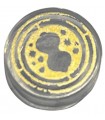 Trans-Clear Tile, Round 1 x 1 with Hourglass and Circles on Gold Background Pattern (HP Time Turner)