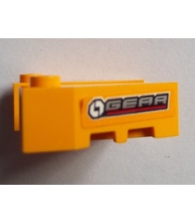 Bright Light Orange Wedge 3 1/2 x 4 with Stud Notches with 'GEAR' Pattern on Both Sides (Stickers) - Set 60151