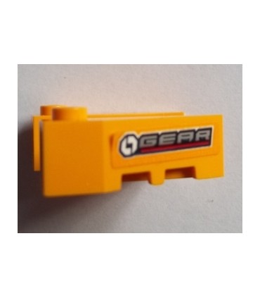 Bright Light Orange Wedge 3 1/2 x 4 with Stud Notches with 'GEAR' Pattern on Both Sides (Stickers) - Set 60151
