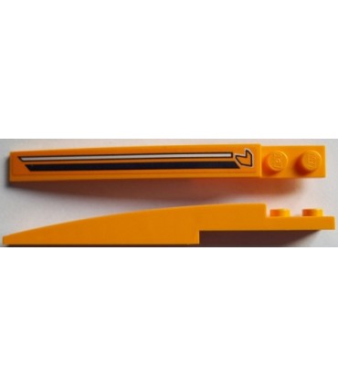 Bright Light Orange Slope, Curved 10 x 1 with Dark Blue and White Stripes Pattern Model Left Side (Sticker) - Set 60151