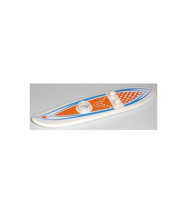 White Minifigure, Utensil Surfboard Long with Orange and Blue Pattern (Stickers) - Set 7739