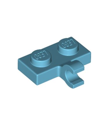 Medium Azure Plate, Modified 1 x 2 with Clip on Side (Horizontal Grip)
