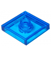 Trans-Dark Blue Plate, Modified 2 x 2 with Groove and 1 Stud in Center (Jumper)