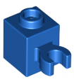 Blue Brick, Modified 1 x 1 with Clip Vertical (open O clip) - Hollow Stud
