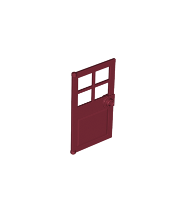 Dark Red Door 1 x 4 x 6 with 4 Panes and Stud Handle
