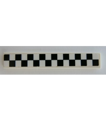 White Tile 1 x 6 with Black Checkered Pattern (Sticker) - Set 75879