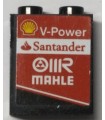 Black Panel 1 x 2 x 2 - Hollow Studs with Shell Logo, 'V-Power', 'Santander' and 'MAHLE' Pattern Model Right Side (Sticker)