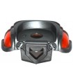 Flat Silver Minifigure Armor Breastplate Pentagonal Cutout on Front and 2 Studs on Back with Molded Trans-Neon Orange Pattern