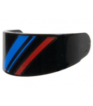 Black Minifigure, Visor Standard with Blue and Red Diagonal Stripes Pattern