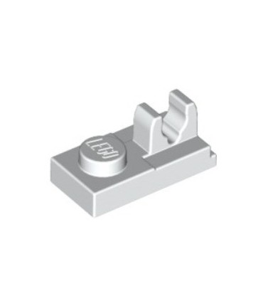 White Plate, Modified 1 x 2 with Clip on Top