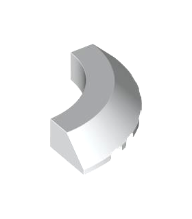 White Brick, Round Corner 5 x 5 with Slope 45 Edge without Studs