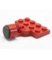 Red Plate, Íman Modified 2 x 4 with Train Coupler Open for Magnet with (Same Color) Magnet Coupling, Train - 6.5mm Cylinder