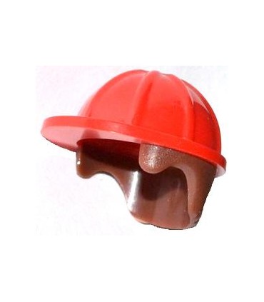 Red Minifigure, Headgear Helmet Construction with Molded Reddish Brown Hair Pattern