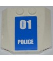 White Wedge 4 x 4 x 2/3 Triple Curved with White '01 POLICE' on Blue Background Pattern (Sticker) - Set 7744