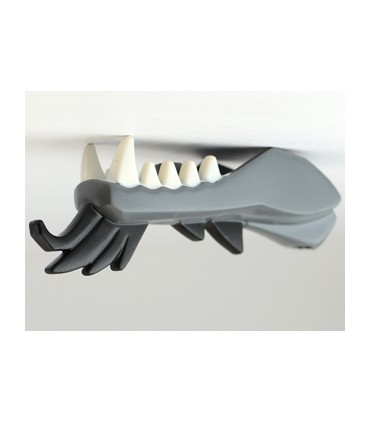 Dark Bluish Gray Dragon Head (Ninjago) Jaw Lower with White Teeth and Black Spines Pattern