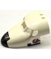 White Aircraft Fuselage Top Curved 6 x 10 x 4 with 5 Window Panes with Shuttle Nose Pattern / Space Logo Both Sides (Stickers)
