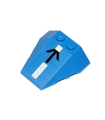 Blue Wedge 4 x 4 Triple with Stud Notches with White Stripe and Black Arrow Pattern (Sticker) - Set 75002