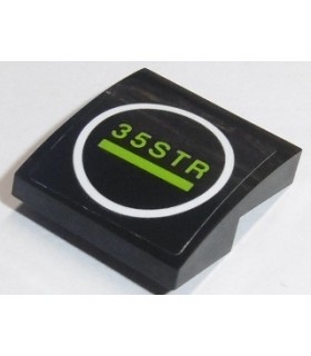 Black Slope, Curved 2 x 2 x 2/3 with Lime '35STR' in White Circle Pattern (Sticker) - Set 70611