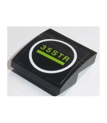 Black Slope, Curved 2 x 2 x 2/3 with Lime '35STR' in White Circle Pattern (Sticker) - Set 70611