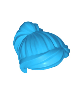 Dark Azure Minifigure, Hair Female Ponytail and Swept Sideways Fringe
