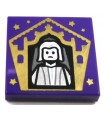 Dark Purple Tile 2 x 2 with HP Chocolate Frog Card Nicholas Flamel Pattern