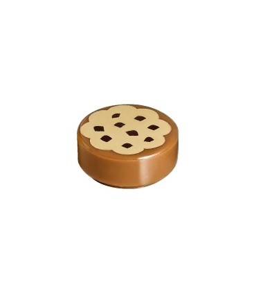 Medium Nougat Tile, Round 1 x 1 with Frosted Cookie Pattern
