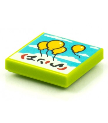 Lime Tile 2 x 2 with BeatBit Album Cover - Four Floating Yellow Balloons in Sky Pattern