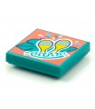 Dark Turquoise Tile 2 x 2 with BeatBit Album Cover - Maracas and Green Leaf Pattern
