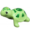 Yellowish Green Turtle, Friends / Elves with Reddish Brown Eyes, Bright Green and Dark Green Spots and Shell Pattern