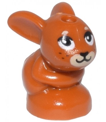 Dark Orange Bunny / Rabbit, Friends, Baby, Sitting with Black Eyes, Nose, and Whiskers and Tan Muzzle Pattern