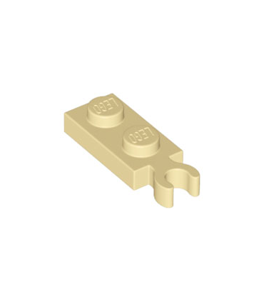 Tan Plate, Modified 1 x 2 with Clip on End (Vertical Grip)